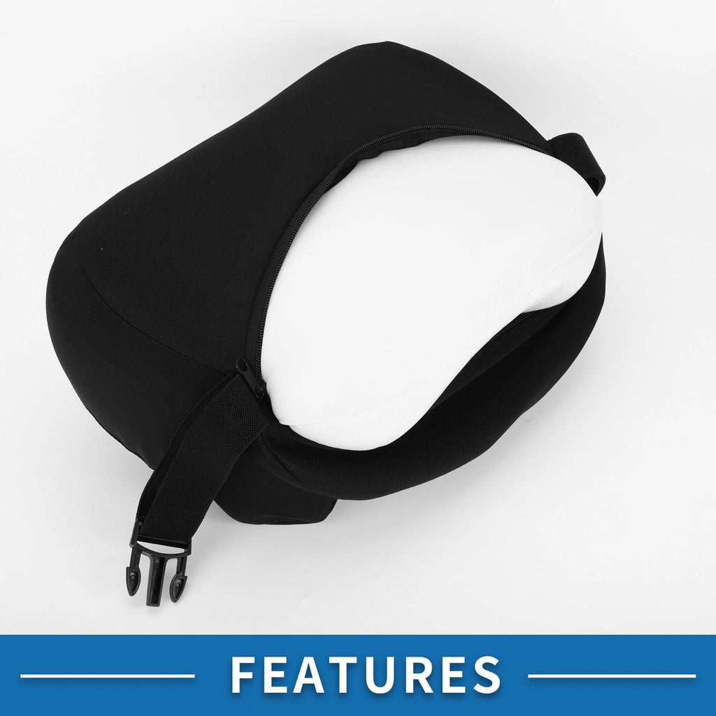 Neck Pillow for Car Seat Headrest (Polyester Memory Foam, Black)