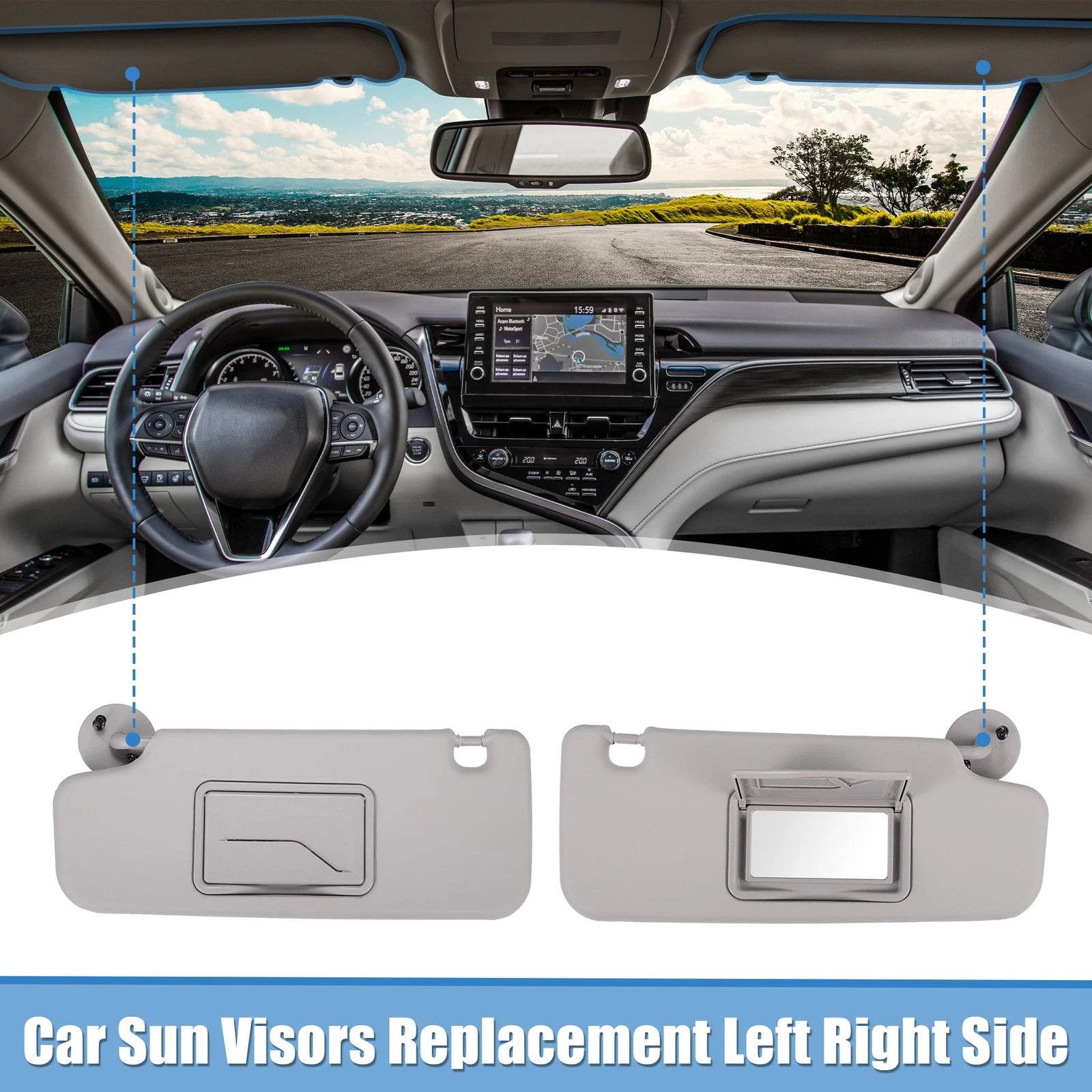 Sun Visor Left Right Replacement for Chevy Sonic 2012–2016 W/O Sunroof Light