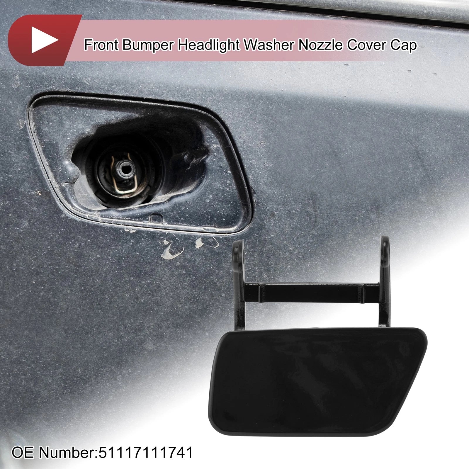 Headlight Washer Nozzle Cover Cap Replacement for BMW 525i (2004–2005)