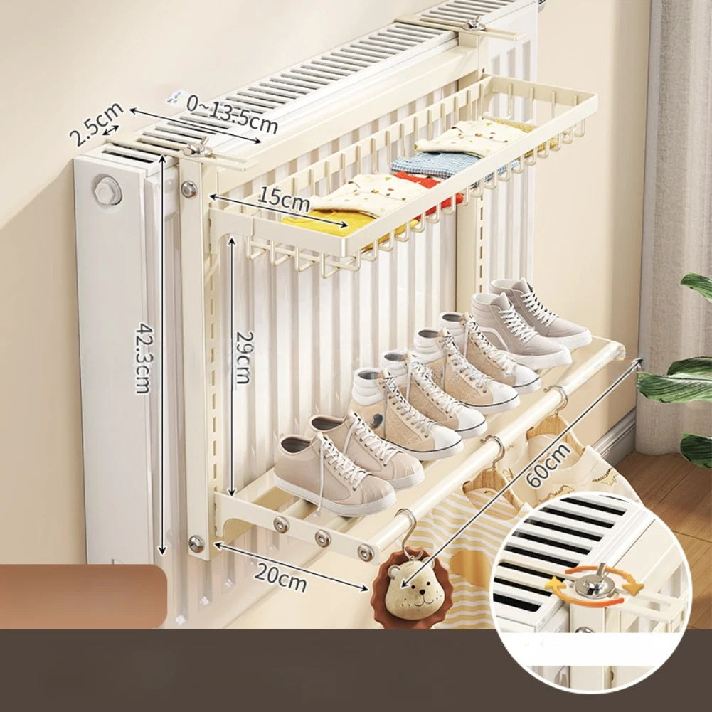 Adjustable Radiator Shelf Drying Rack for Home Use (No Part Numbers)