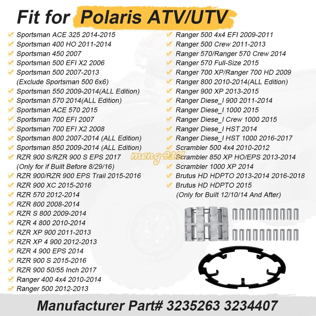 Front Differential Assembly Roller Kit for Polaris (3235263, 3234407)