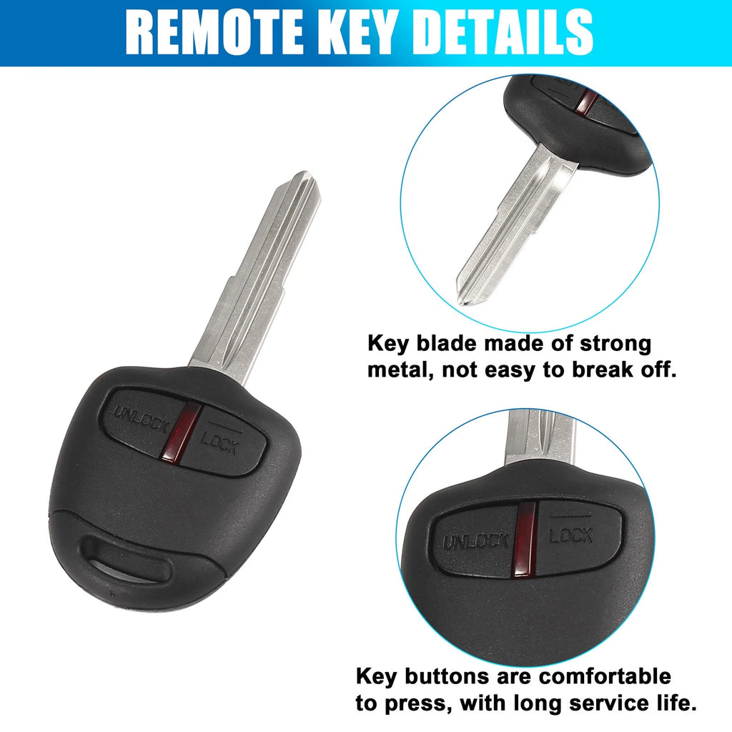 2 Button 433MHz Fob Entry Remote Key Replacement for Mitsubishi L200 (2010–2025)