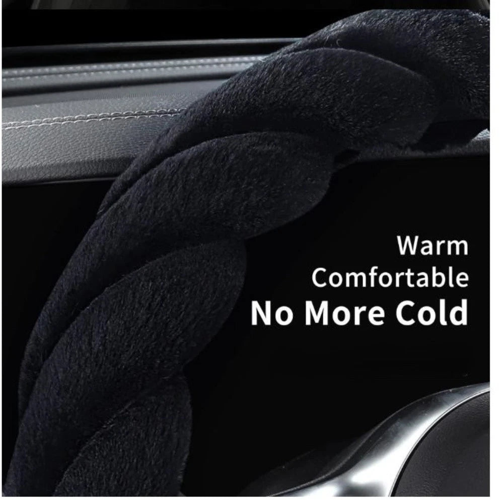 Plush Steering Wheel Cover for Car Interior (37-38 CM)