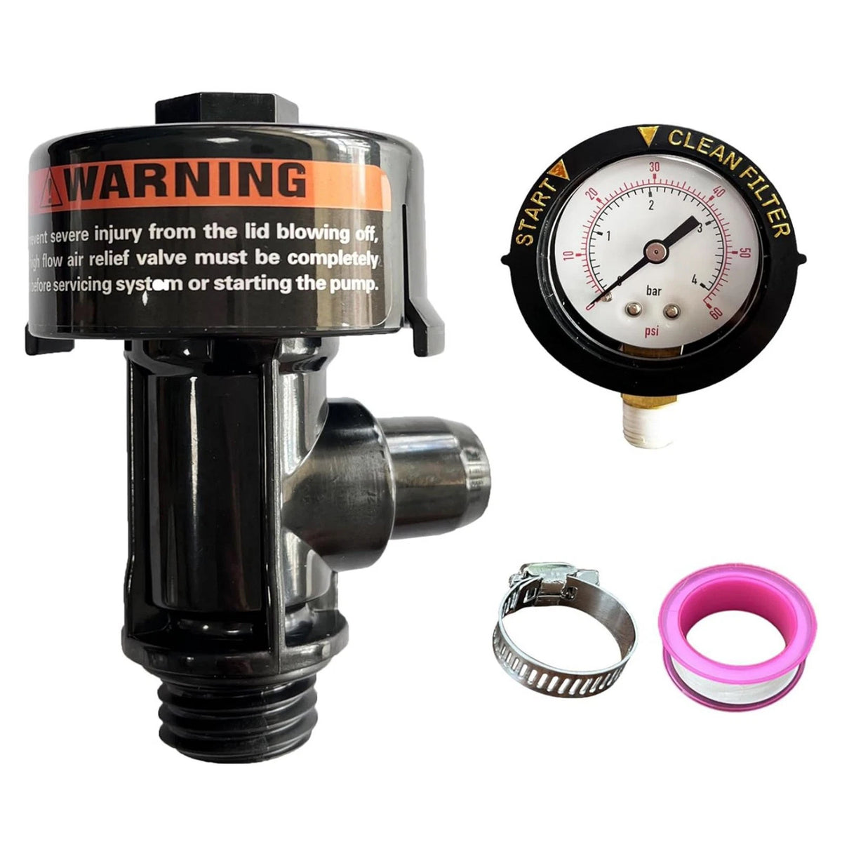 Replacement High Flow Air Relief Valve and Gauge for Pool Spa Filter (98209800)