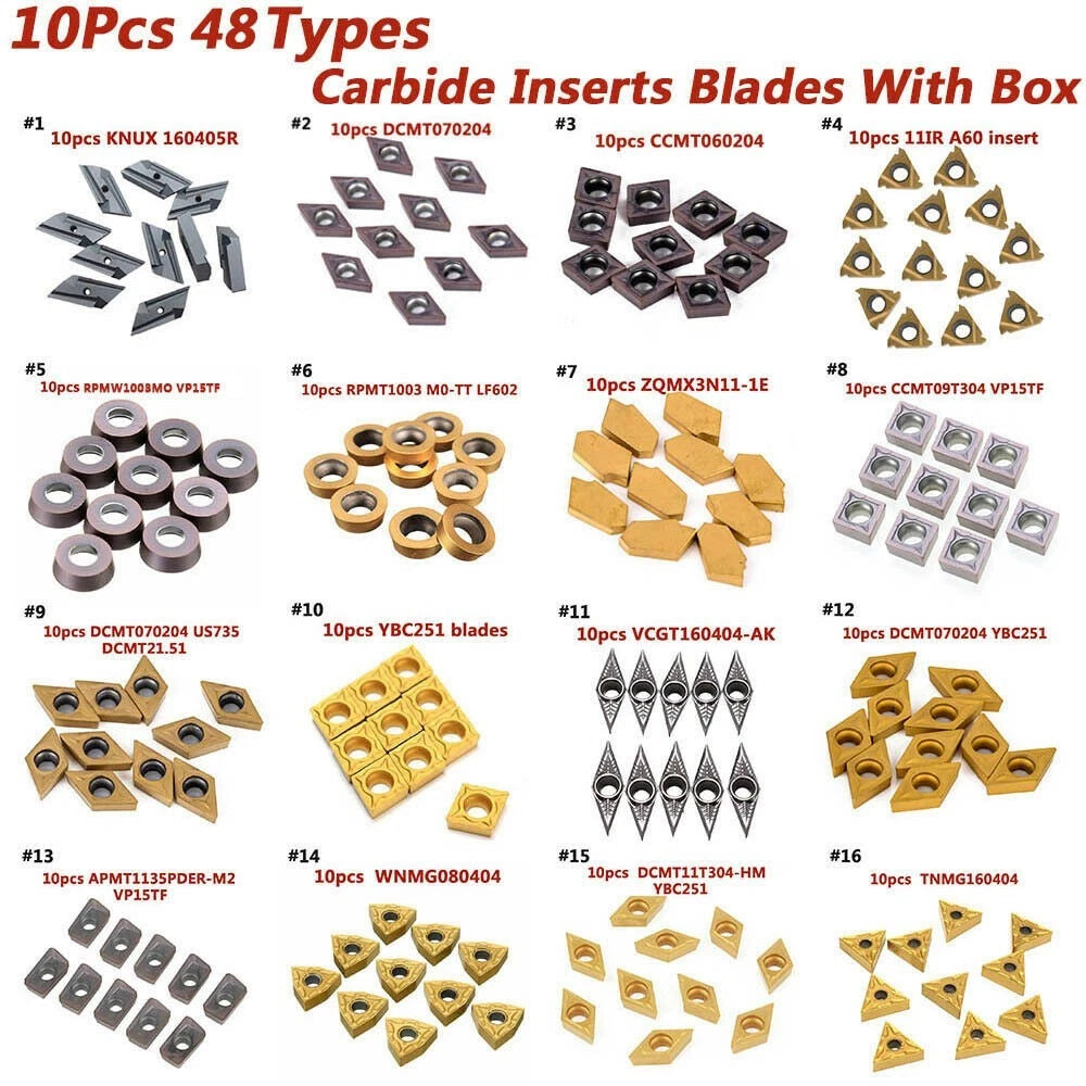 Set of 10 Rust Resistant Carbide Inserts Blade Cutter for Lathe Turning Tool