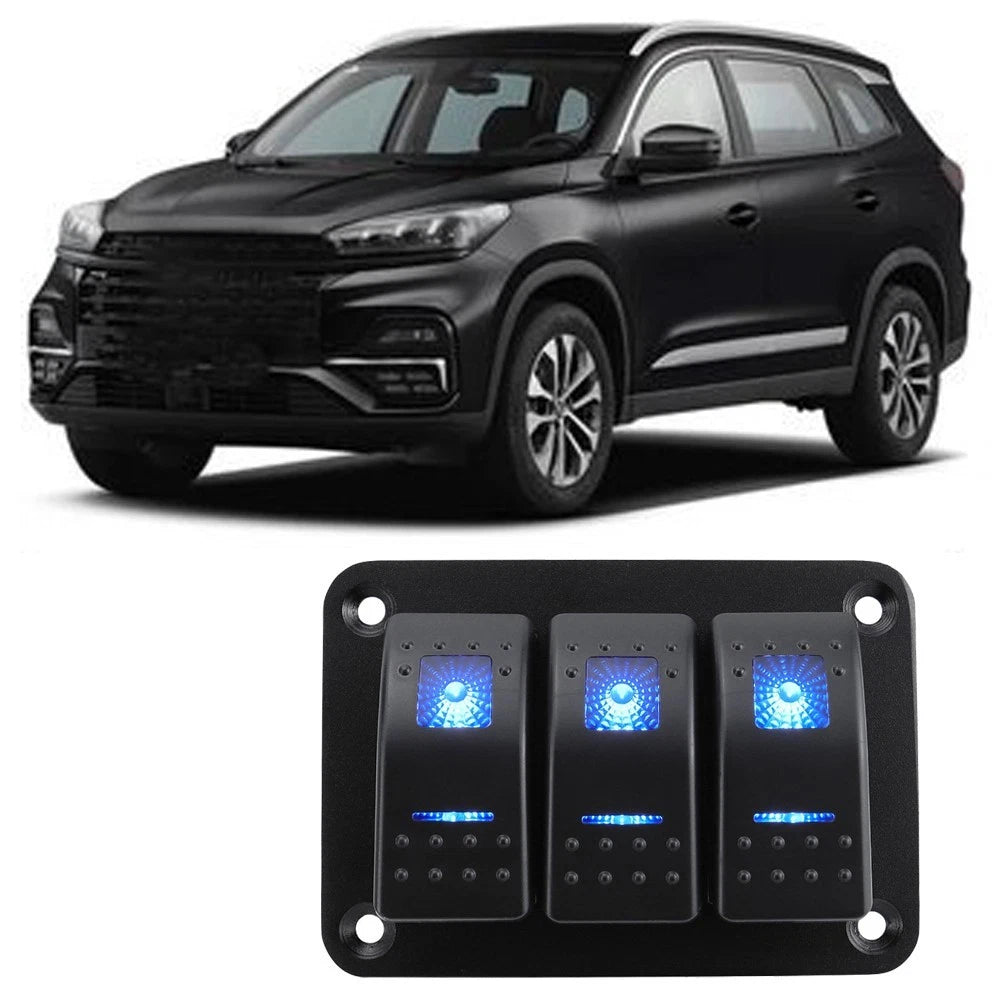 Rocker Switch Panel for RVs and Boats with Blue LED Indicators