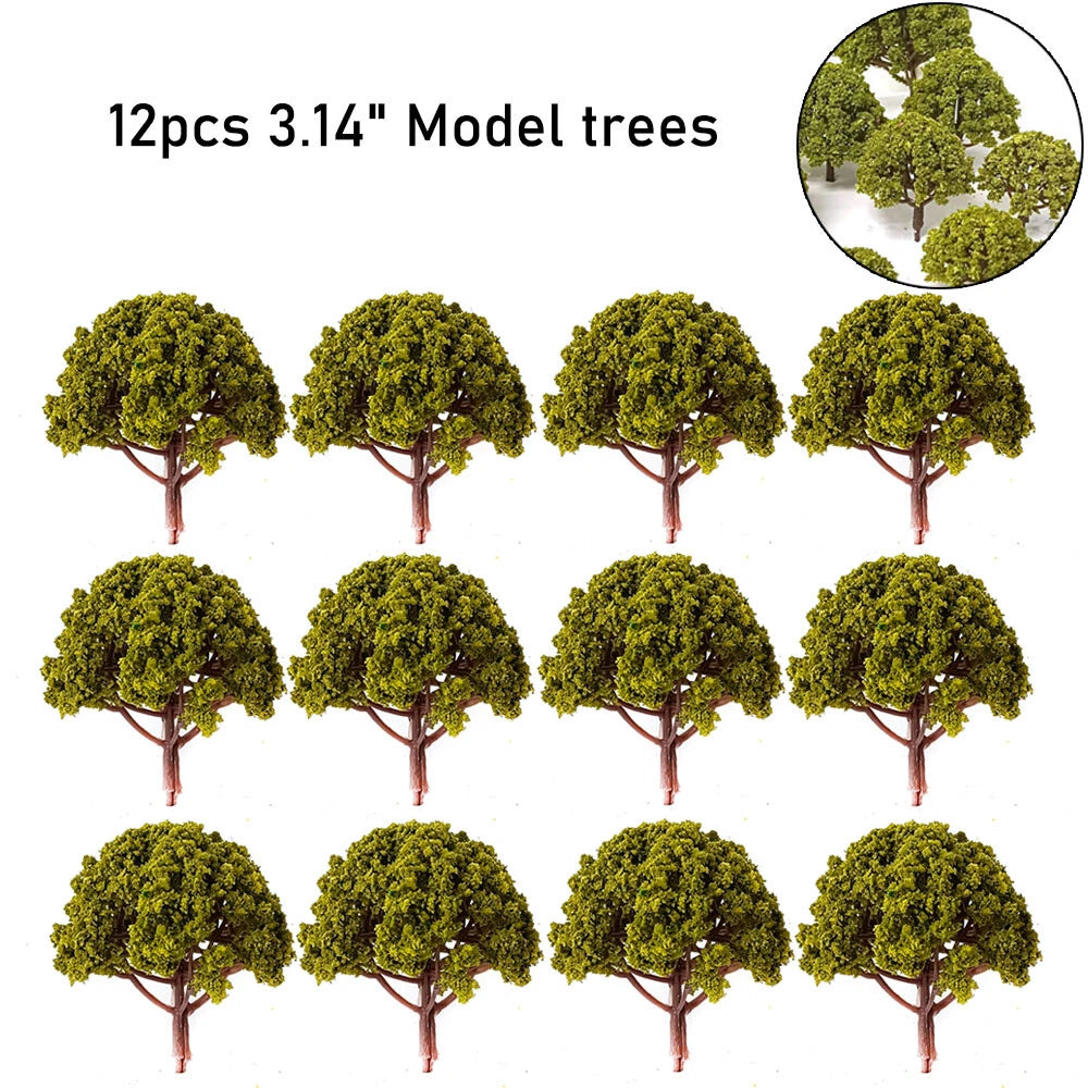 12pcs 3.14" Model Tree Scenery for Wargame Sand Table Railway