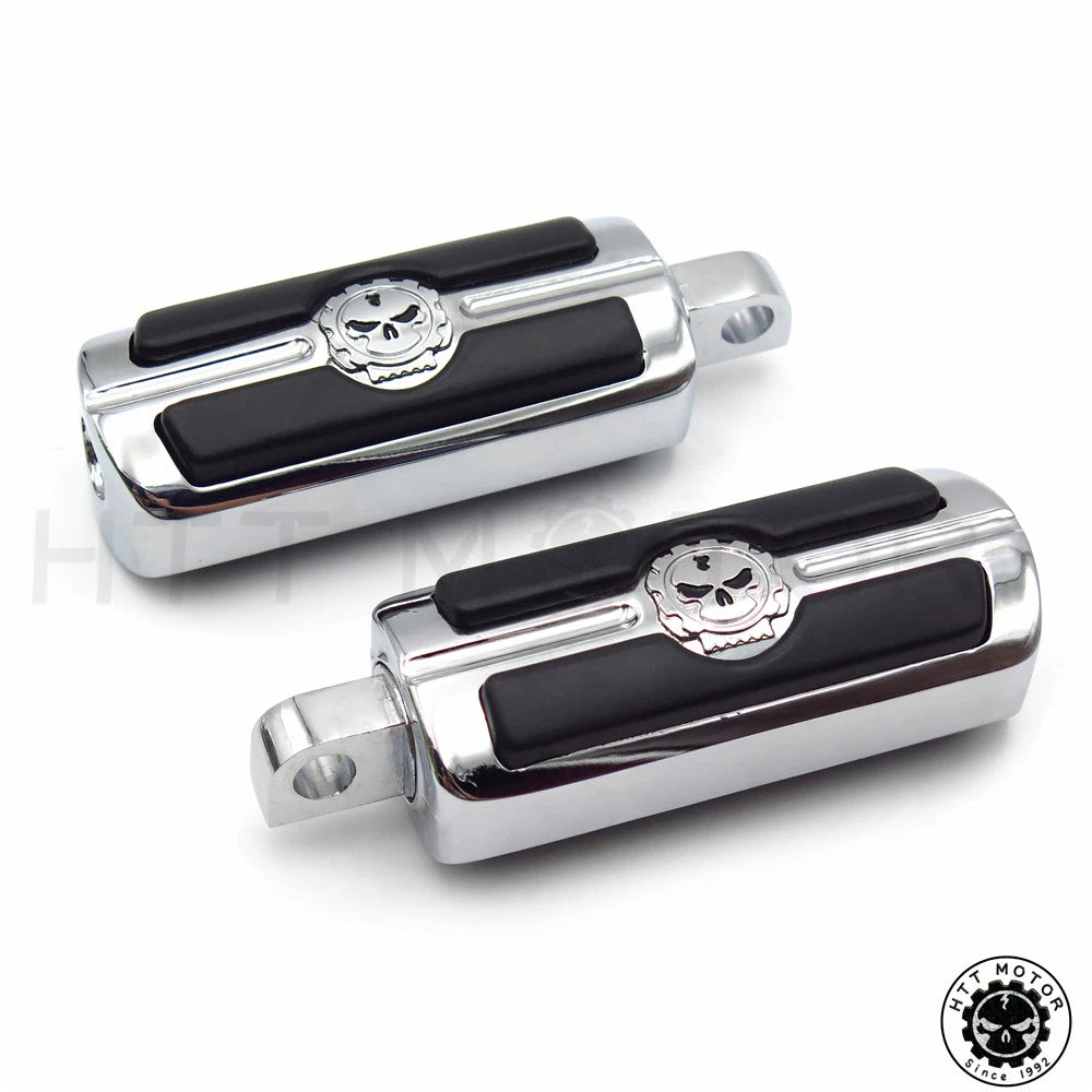 Pair Skull Foot Pegs for Harley-Davidson Touring (Male Peg Mount)