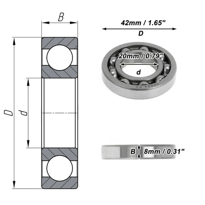 Deep Groove Ball Bearing 20x42x8mm for Scooter Skateboard (P0)