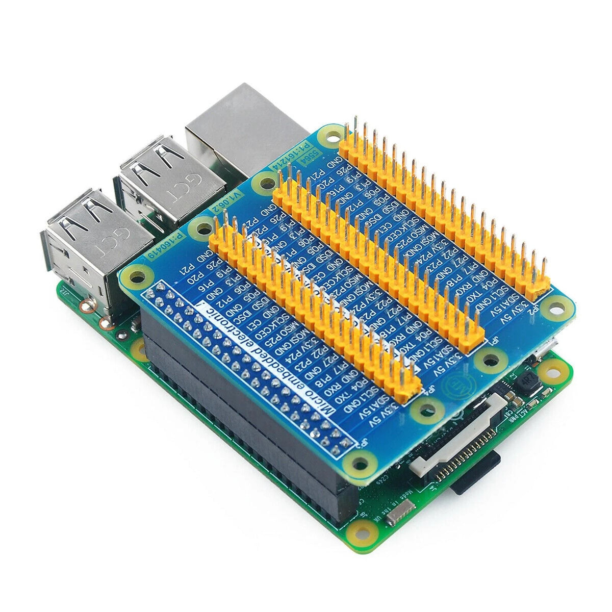 3 GPIO Ports Expansion PCB Board for Raspberry Pi B+/2B/3B+/4B