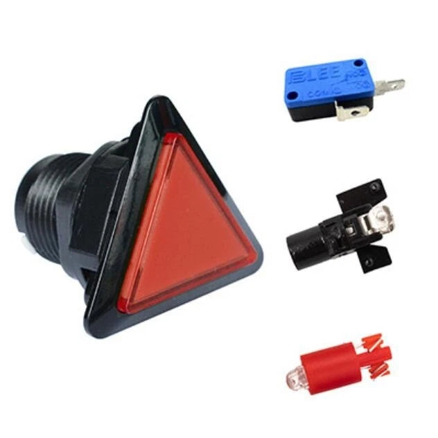 Illuminated LED Triangle Arcade Push Buttons with Microswitch - 5 Colors