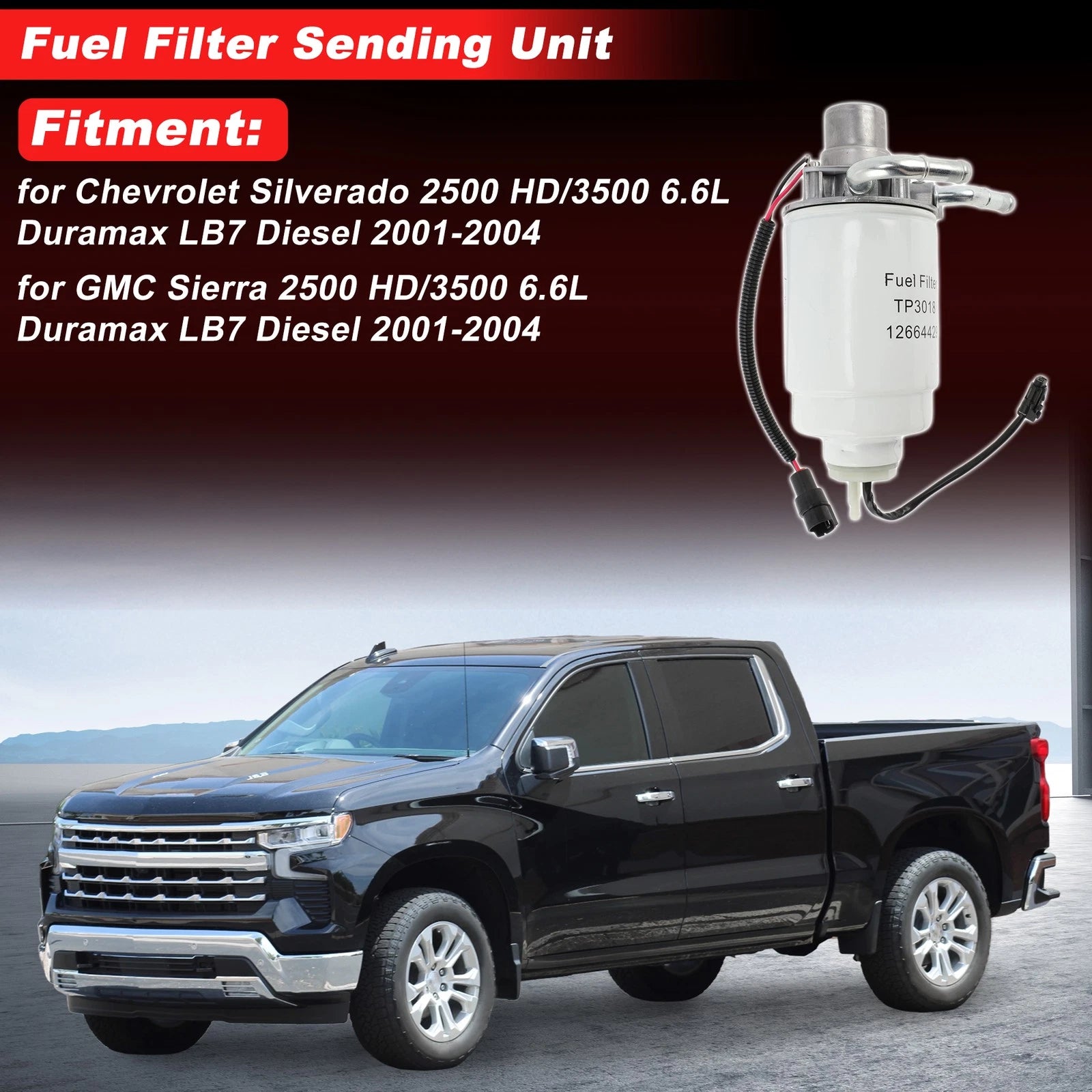 Fuel Filter Assembly for Chevrolet Silverado 2500 (2001–2004) Metal Plastic