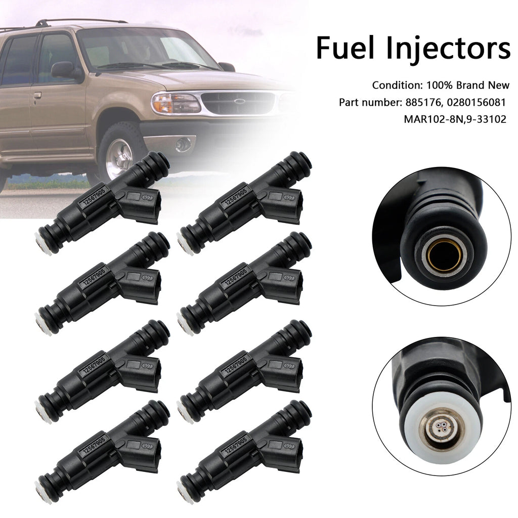 Set of 8 Fuel Injectors 885176 0280156081 MAR102-8N 9-33102 for Mercury Mercruiser