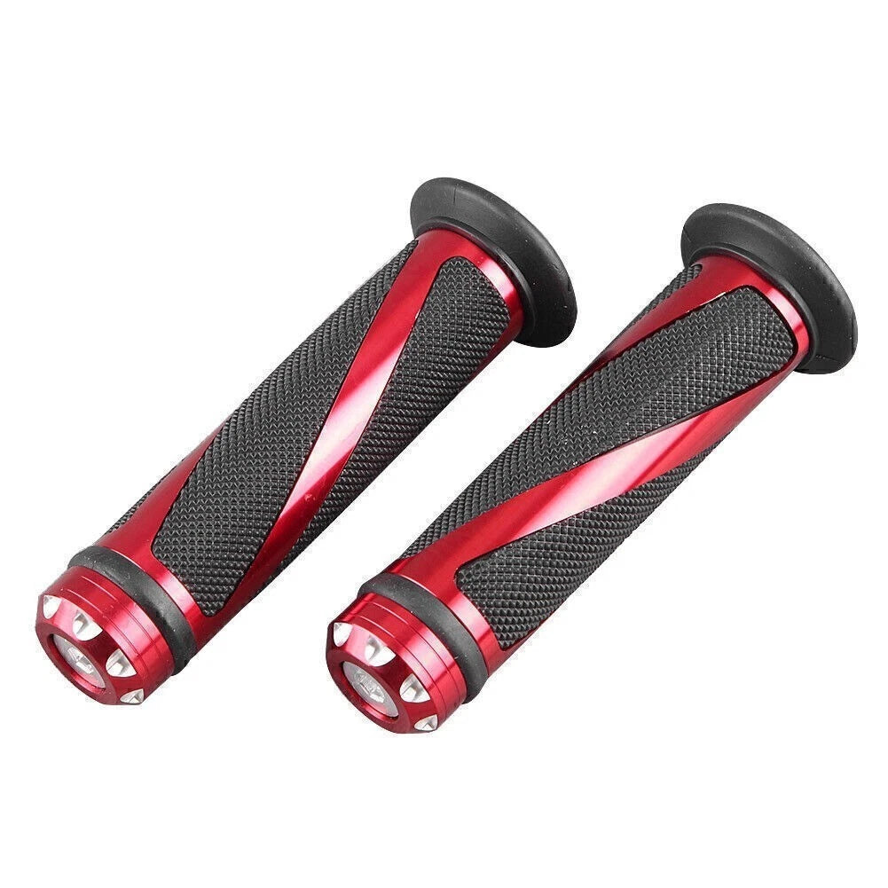 7/8" Gel Rubber Hand Grips for Motorcycle (Black & Red)