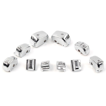 Set of 10 Chrome Hand Control Switch Housing Button Caps for Harley Touring (1996–2013)