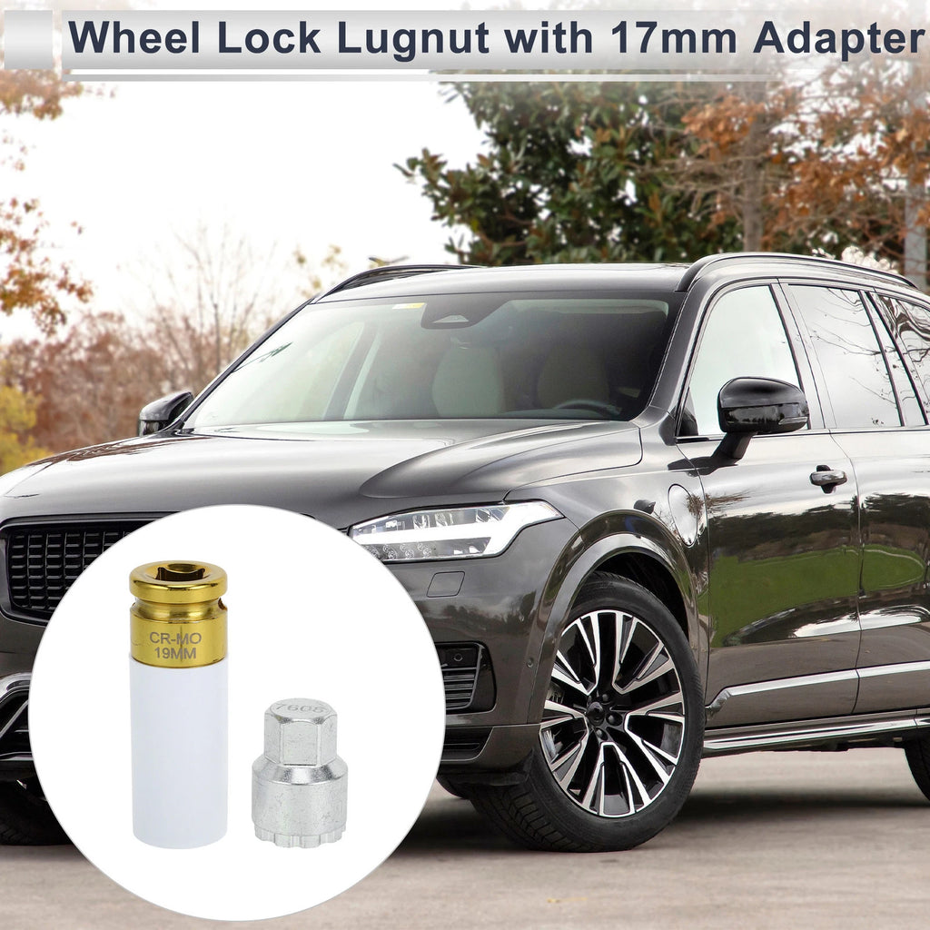 Wheel Lock Lugnut with 19mm Adapter Key for Volvo (2000–2023)