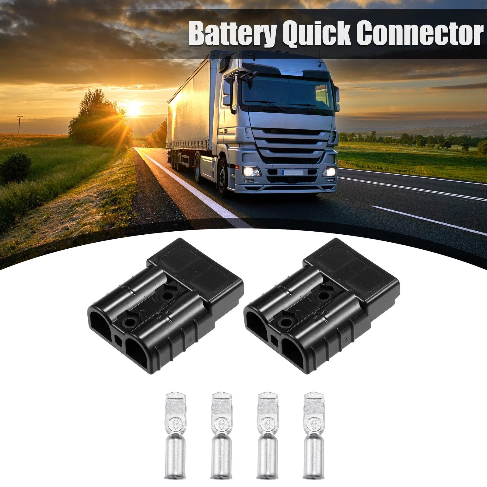 Battery Quick Connector Kit 50A Front for Car Trailer (Black) (2005–2018)