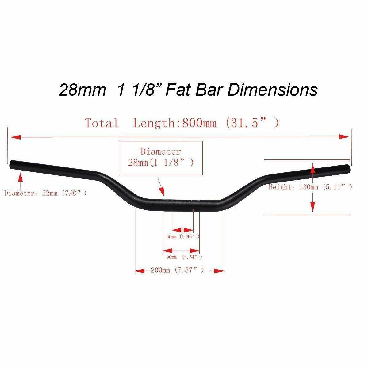 Fat Bar Handlebar for Motorcycle (1 1/8", 28mm, 22mm)