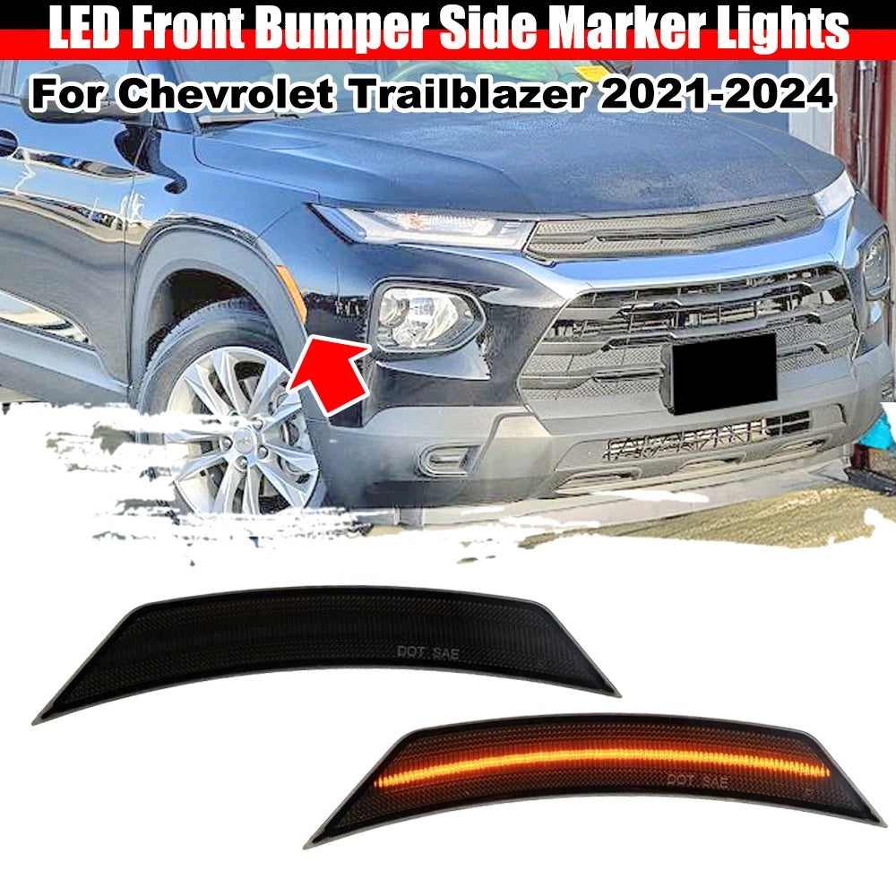 2X LED Smoke Amber Front Side Marker Lights for Chevrolet Trailblazer (2021–2024)