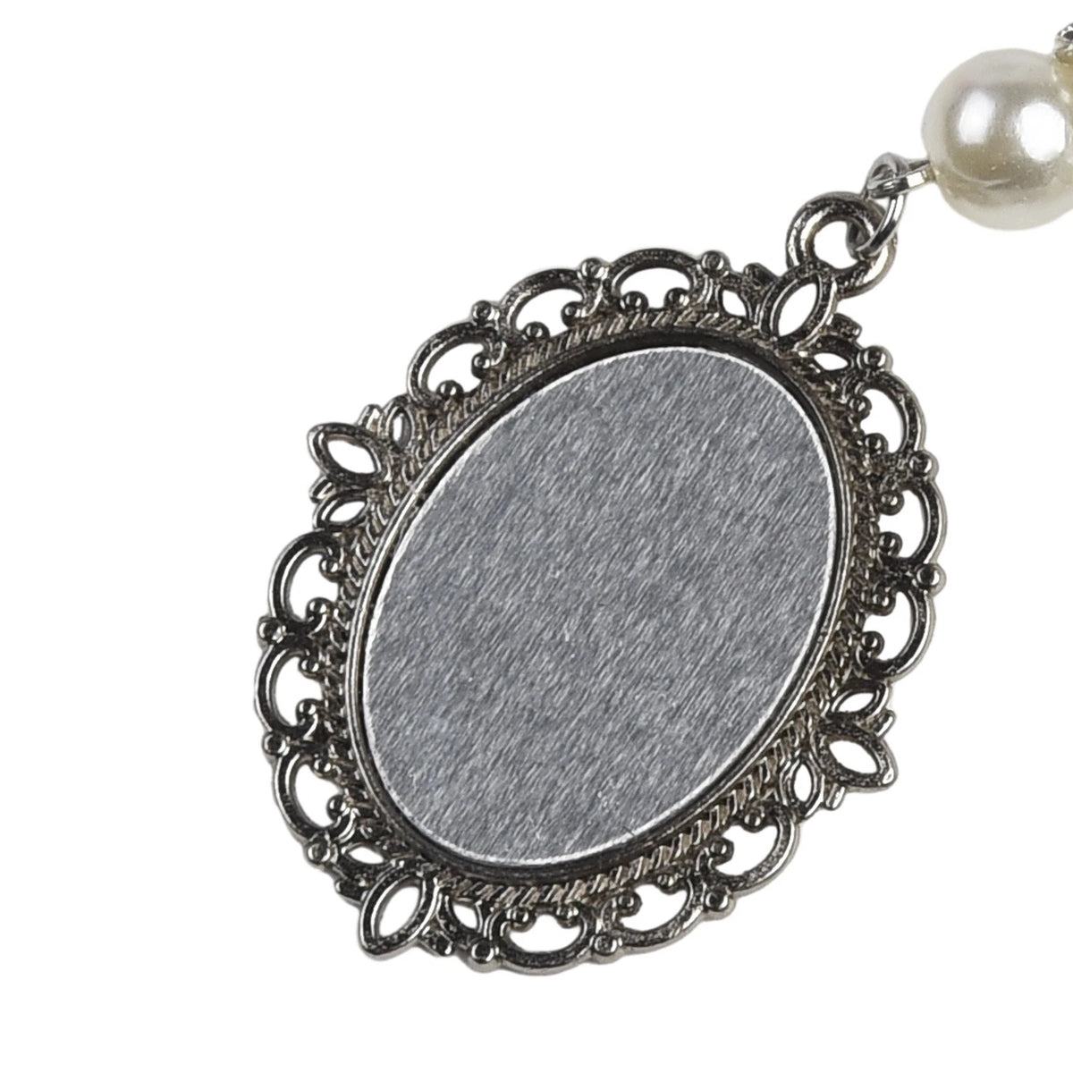 Antique Silver Bridal Bouquet Pendant with Heart Shaped Beads