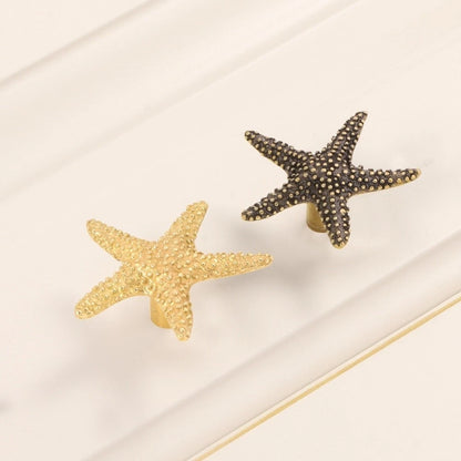 2X Brass Starfish Handles for Kids Wardrobe Cabinet Doors Drawers