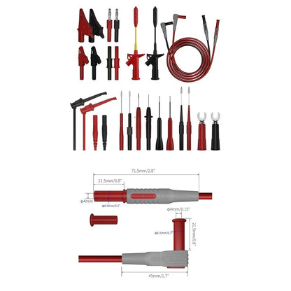 Red PVC Test Kit for Multimeters with Wire Puncture Probes Crocodile Clip Leads