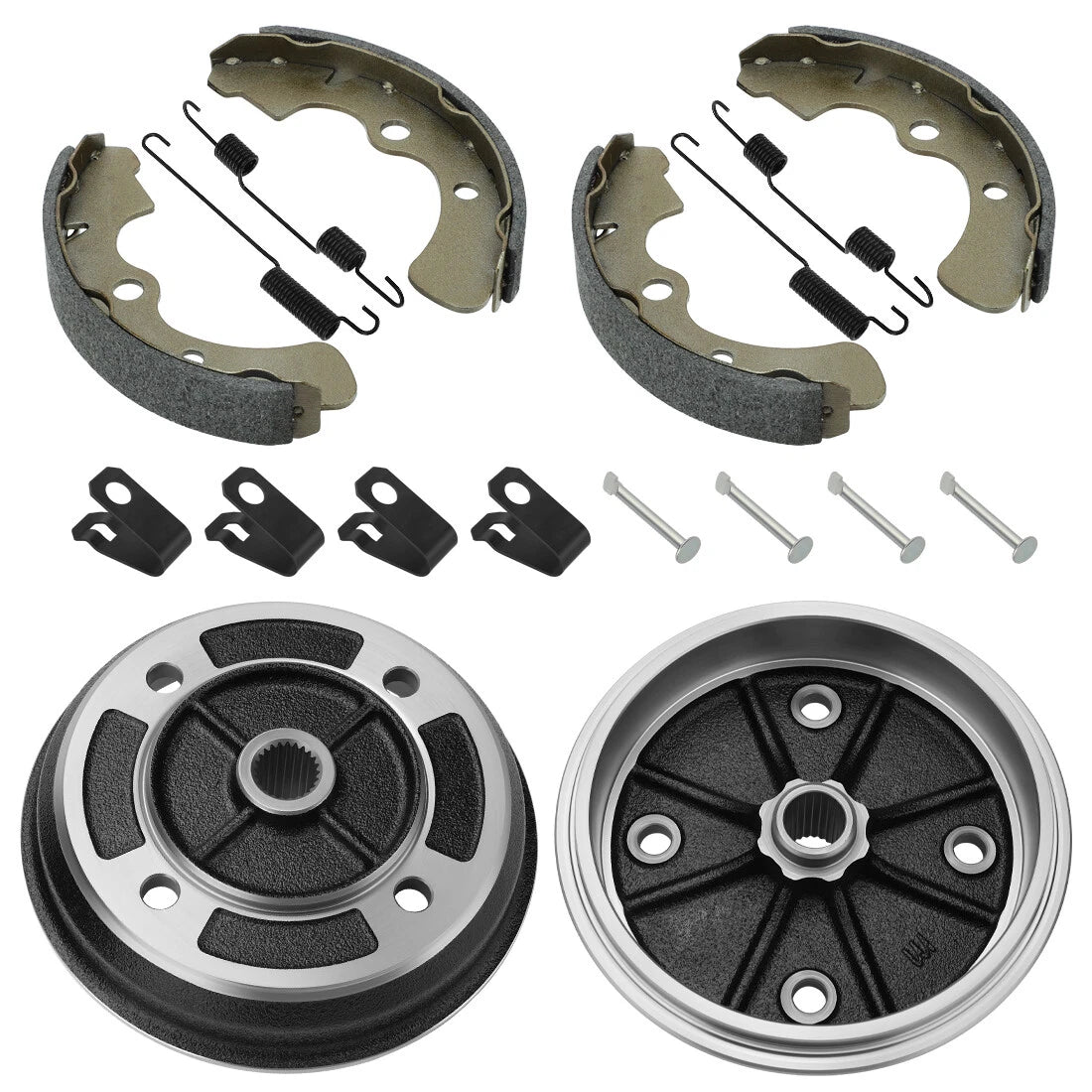 2X Front Wheel Brake Drum Hub & Brake Shoes for Kawasaki Mule KAF620 KAF950 (1990–2023)