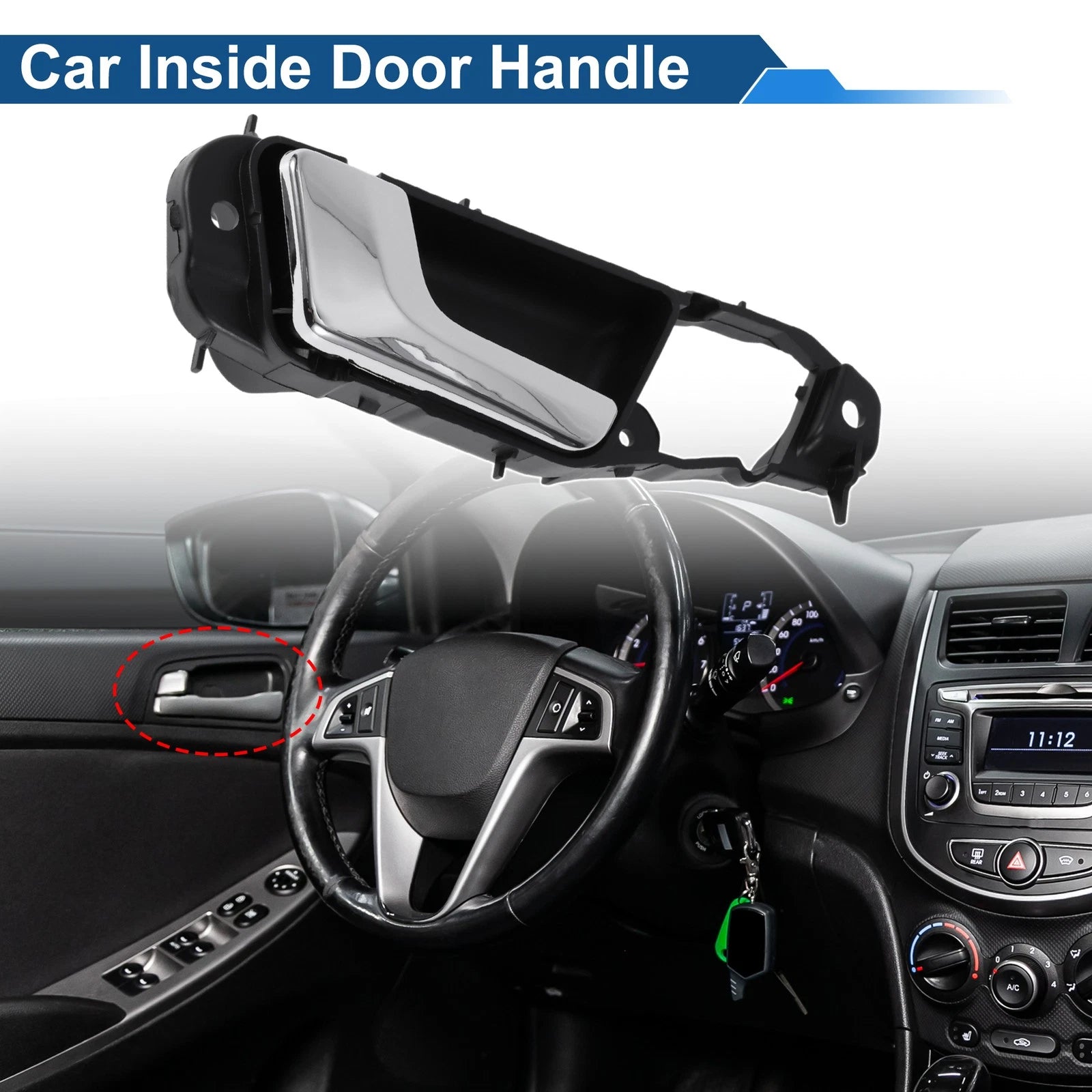 Front Passenger Side Interior Door Handle for Buick Excelle (2008–2016) Black Chrome