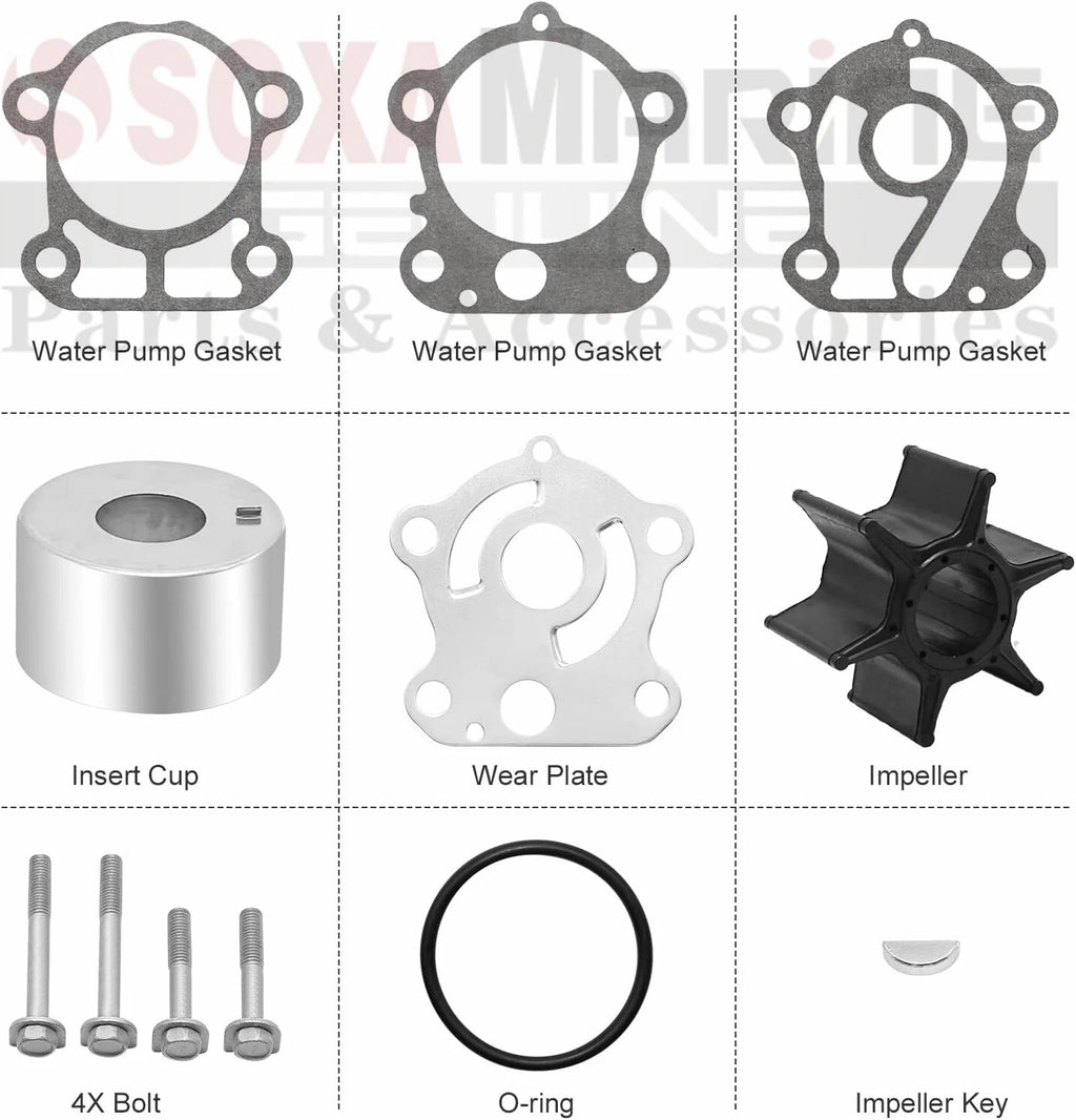 Water Pump Rebuild Kit for Yamaha Marine F75 F80 F90 F100 (18-3409, 67F-W0078-00)
