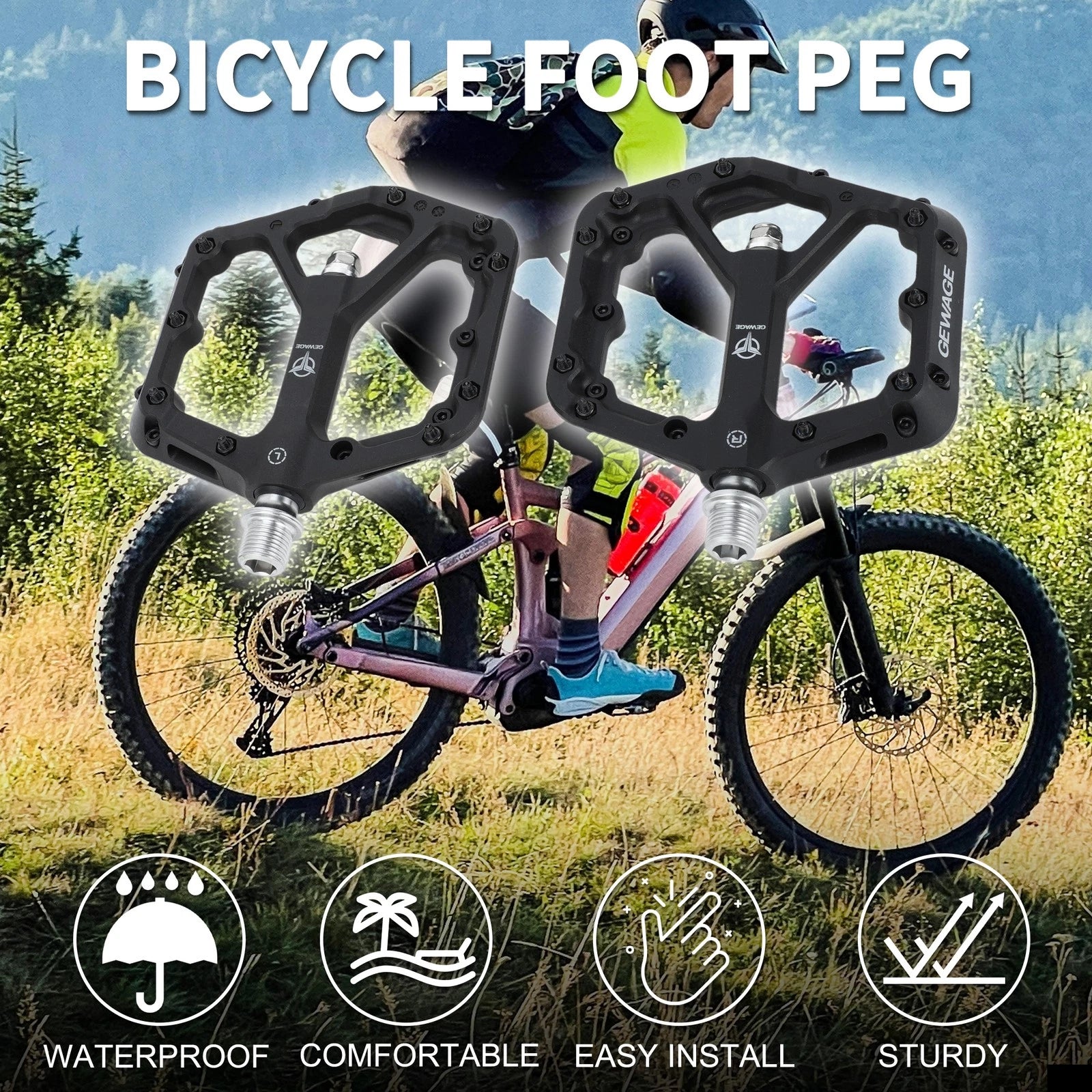 Bicycle Foot Pegs Front Rear Replacement Fit 9/16 Axles Nylon Metal Pair