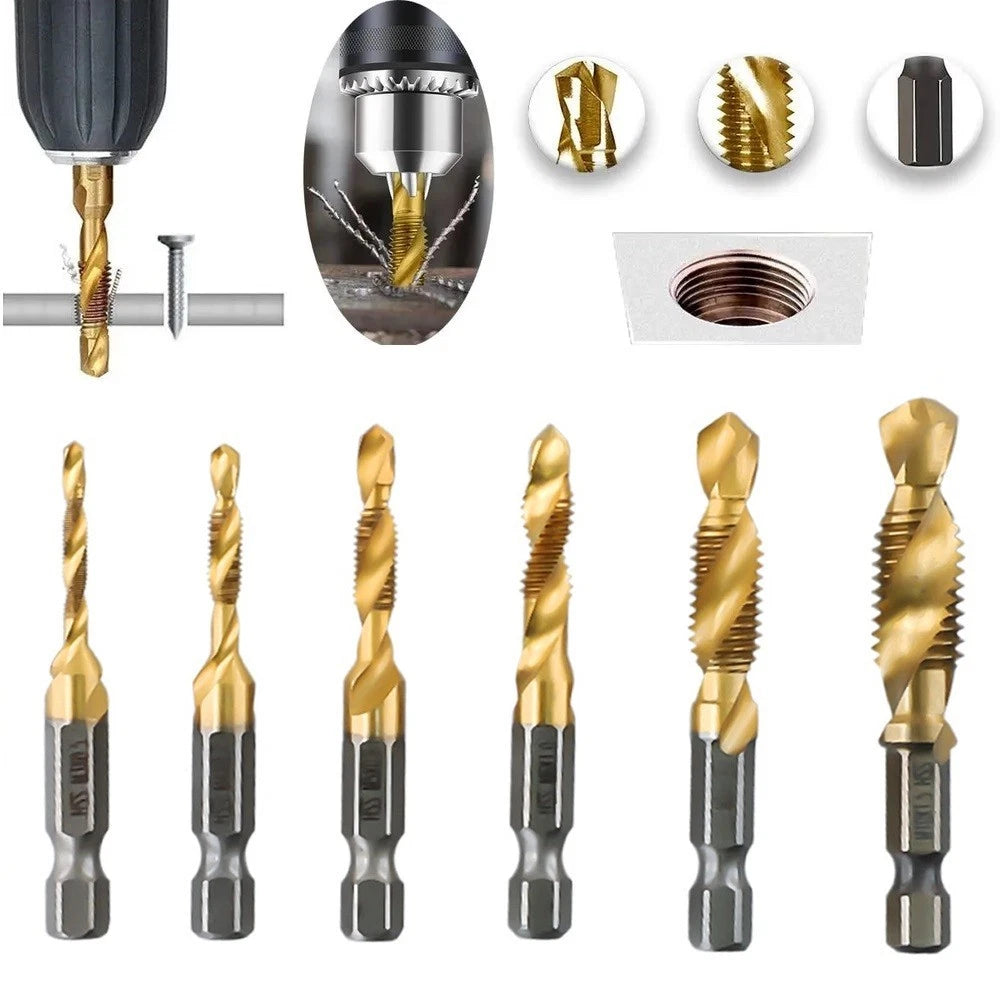 6pcs Thread Tap Set M3 M5 M6 M8 M10 for Various Materials