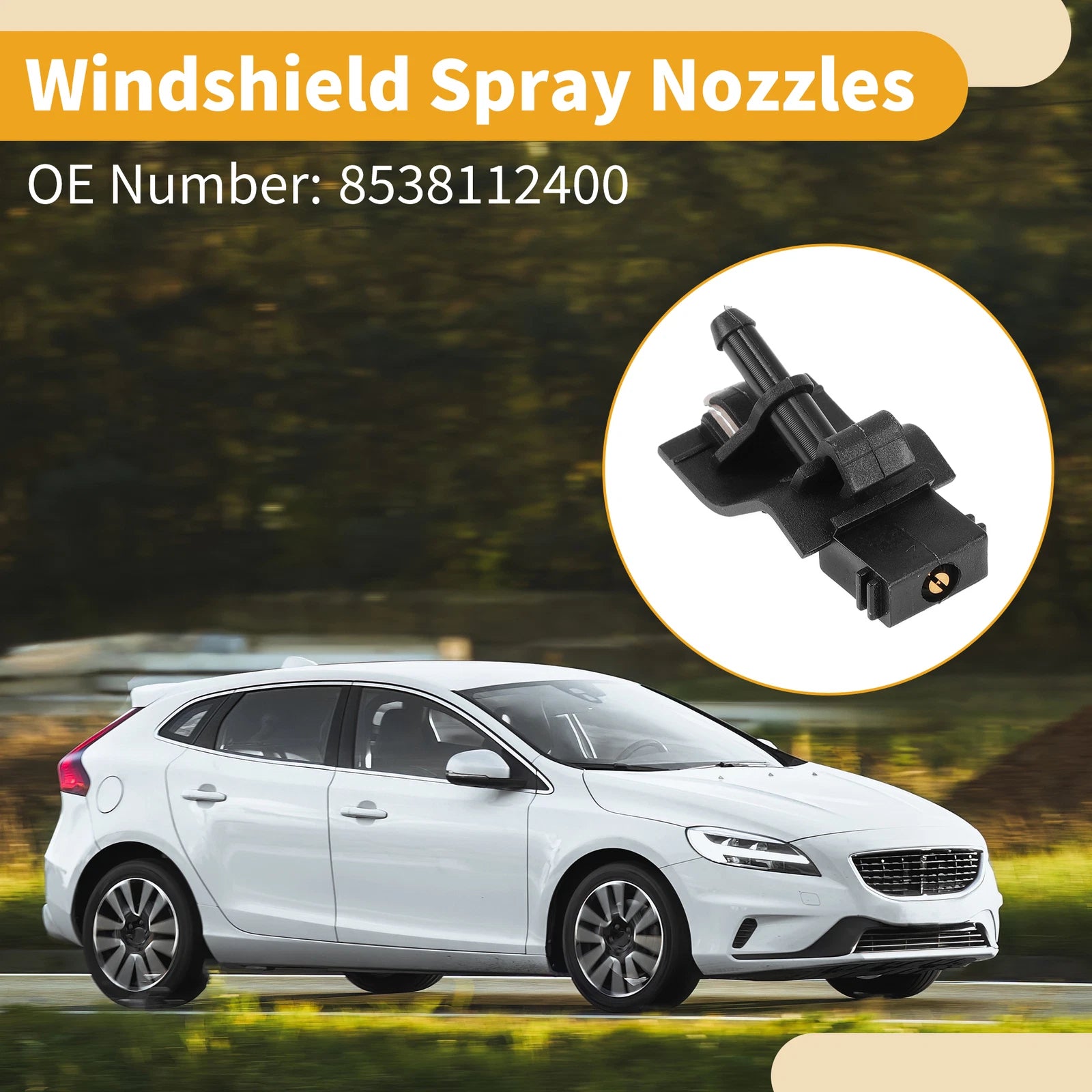2X Front Windshield Washer Nozzle for Toyota Auris (2012–2015) Black