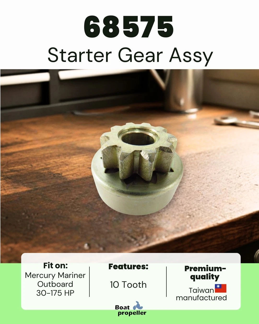Starter Gear Assembly 10T for Mercury Outboard Jet 30-175 HP (68575, 18-5656)