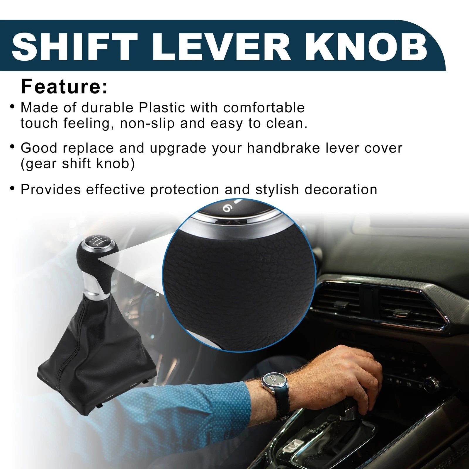 6 Speed Shift Knob with Boot Cover for Audi A5 (2007–2017)