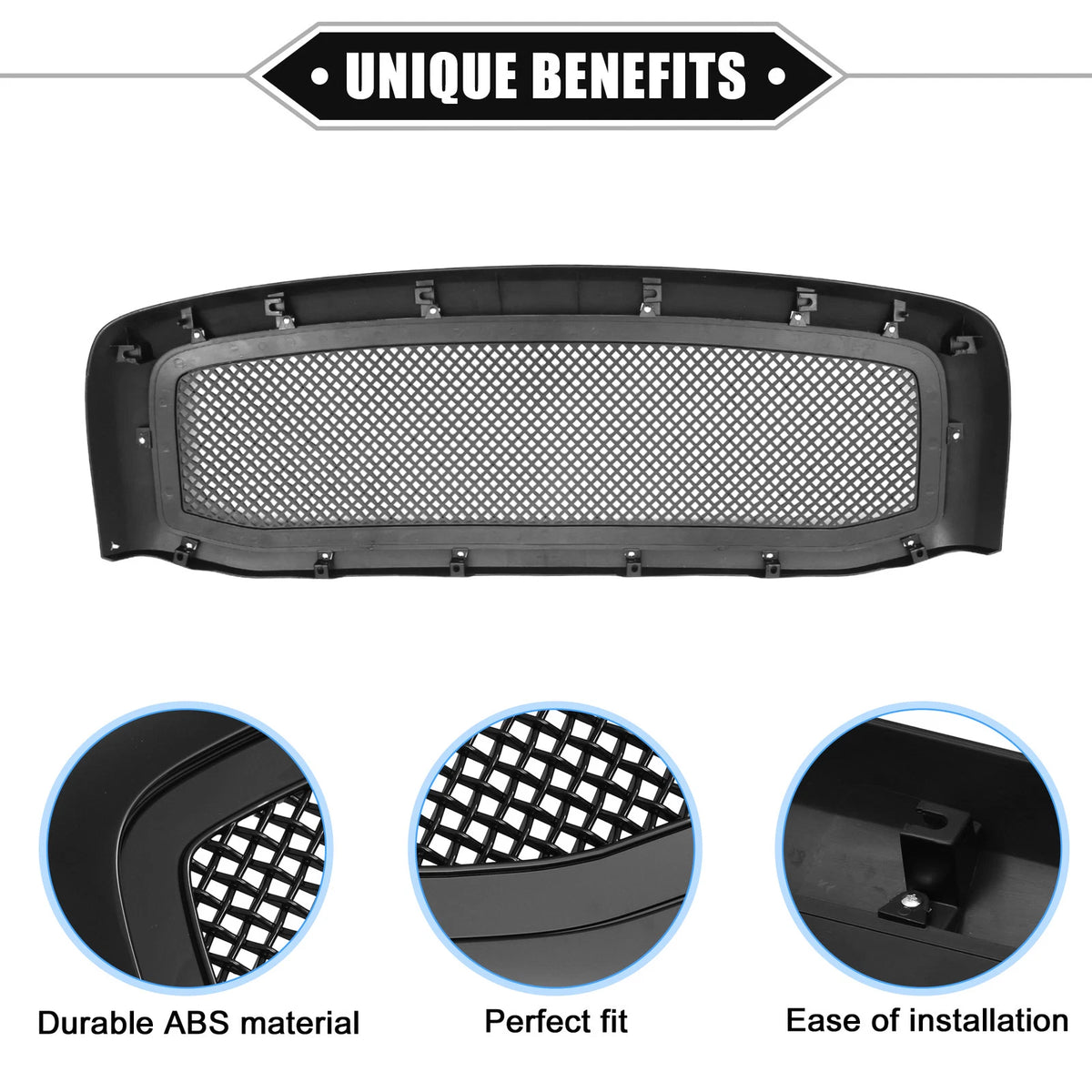 Front Grille Assembly for Dodge Ram 3500 (2006–2009) Gloss Black