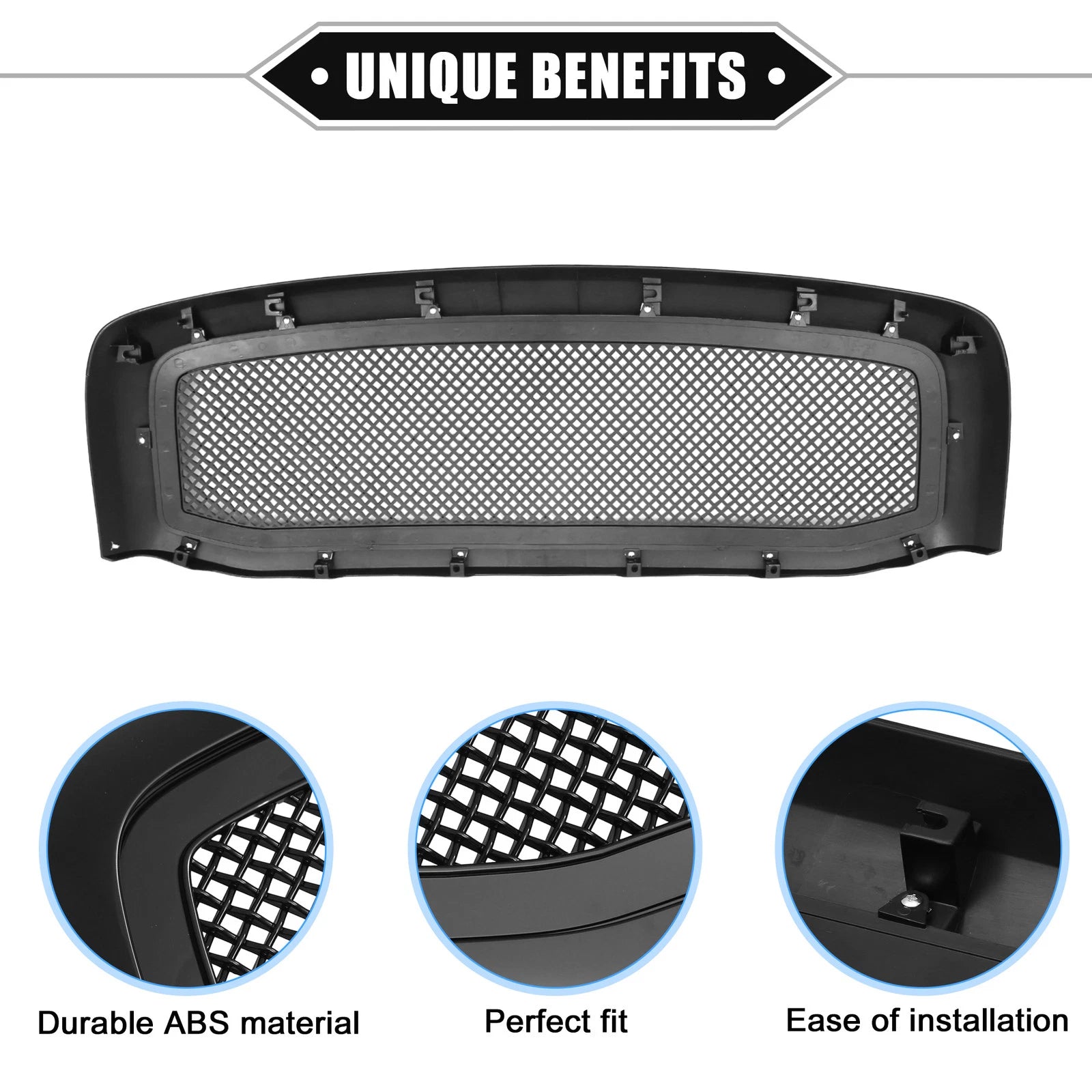 Front Grille Assembly for Dodge Ram 3500 (2006–2009) Gloss Black