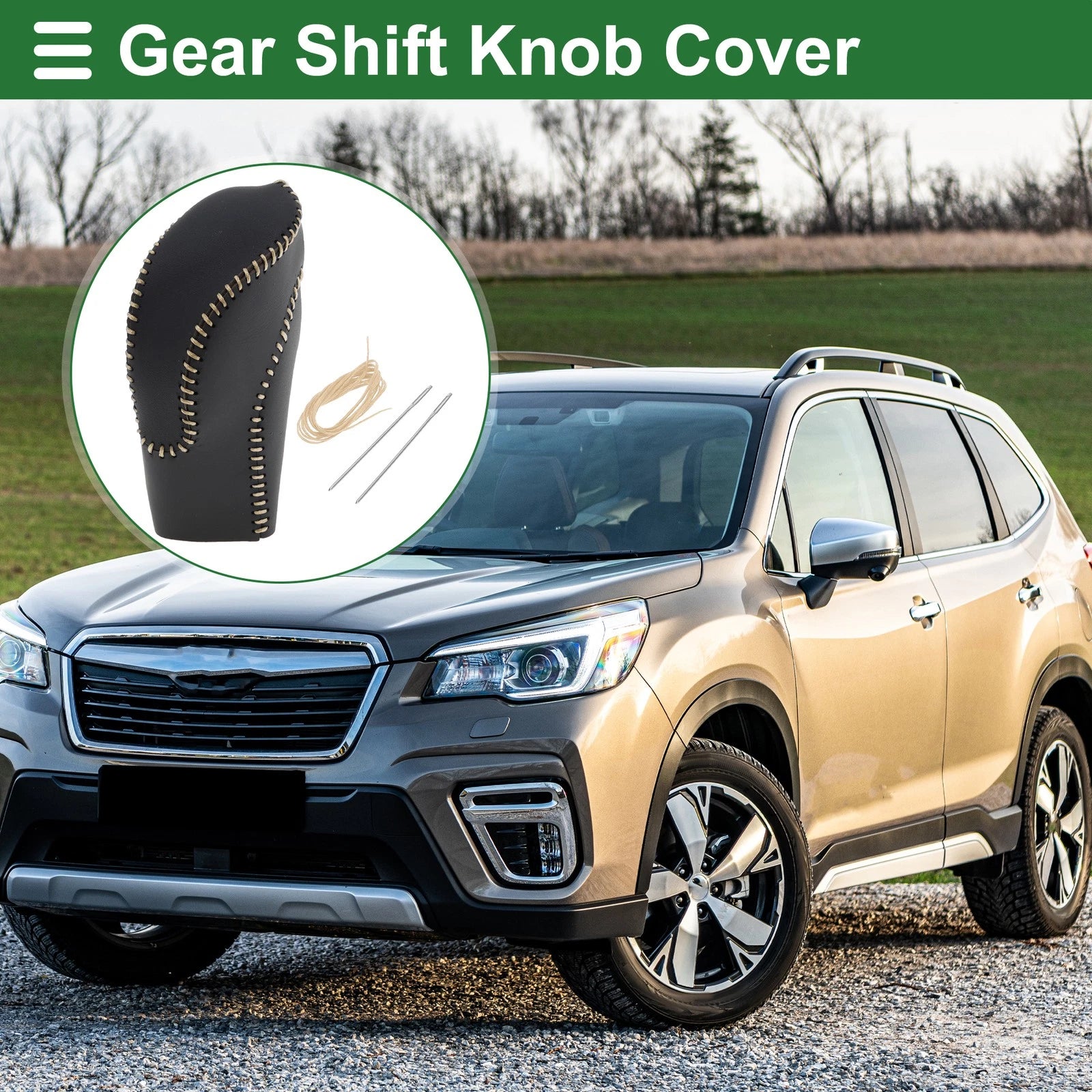 Gear Shift Knob Cover Replacement for Subaru Forester 2018–2023 Faux Leather