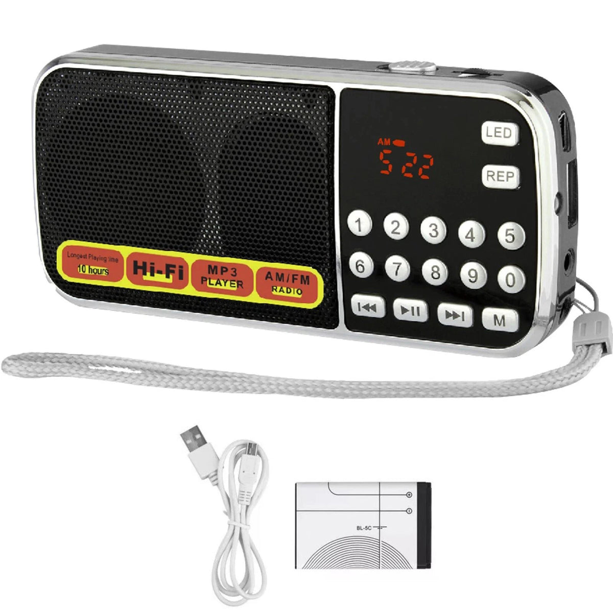 Portable Radio AM FM with Digital Screen and Multiple Connections