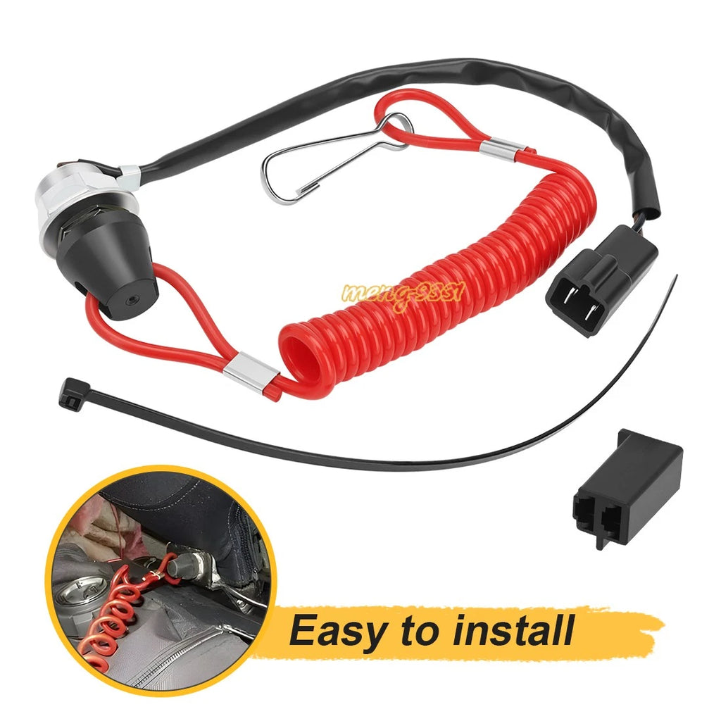 Red Coiled Tether Kill Switch Kit 2874379 for Polaris Snowmobile (440–700)