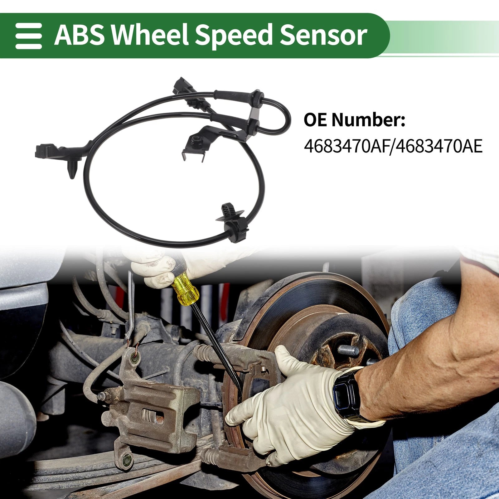 ABS Wheel Speed Sensor Front Right Replacement for Dodge Caravan (2011–2020)