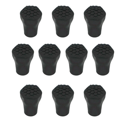 10X Black Hexagonal Trekking Pole Tip Protectors for Hiking Poles
