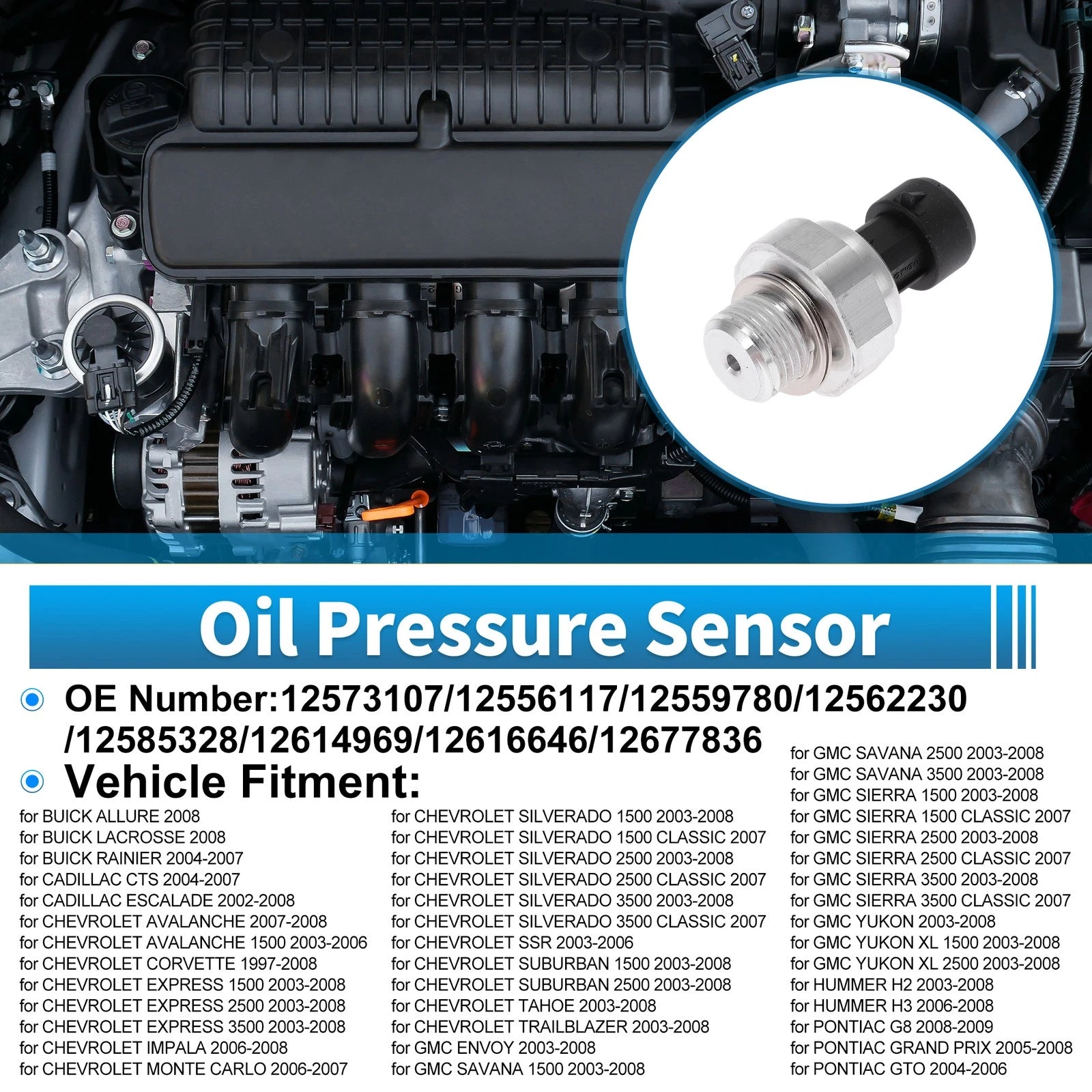Engine Oil Pressure Sensor OEM Replacement for Buick Allure (2008–2008)