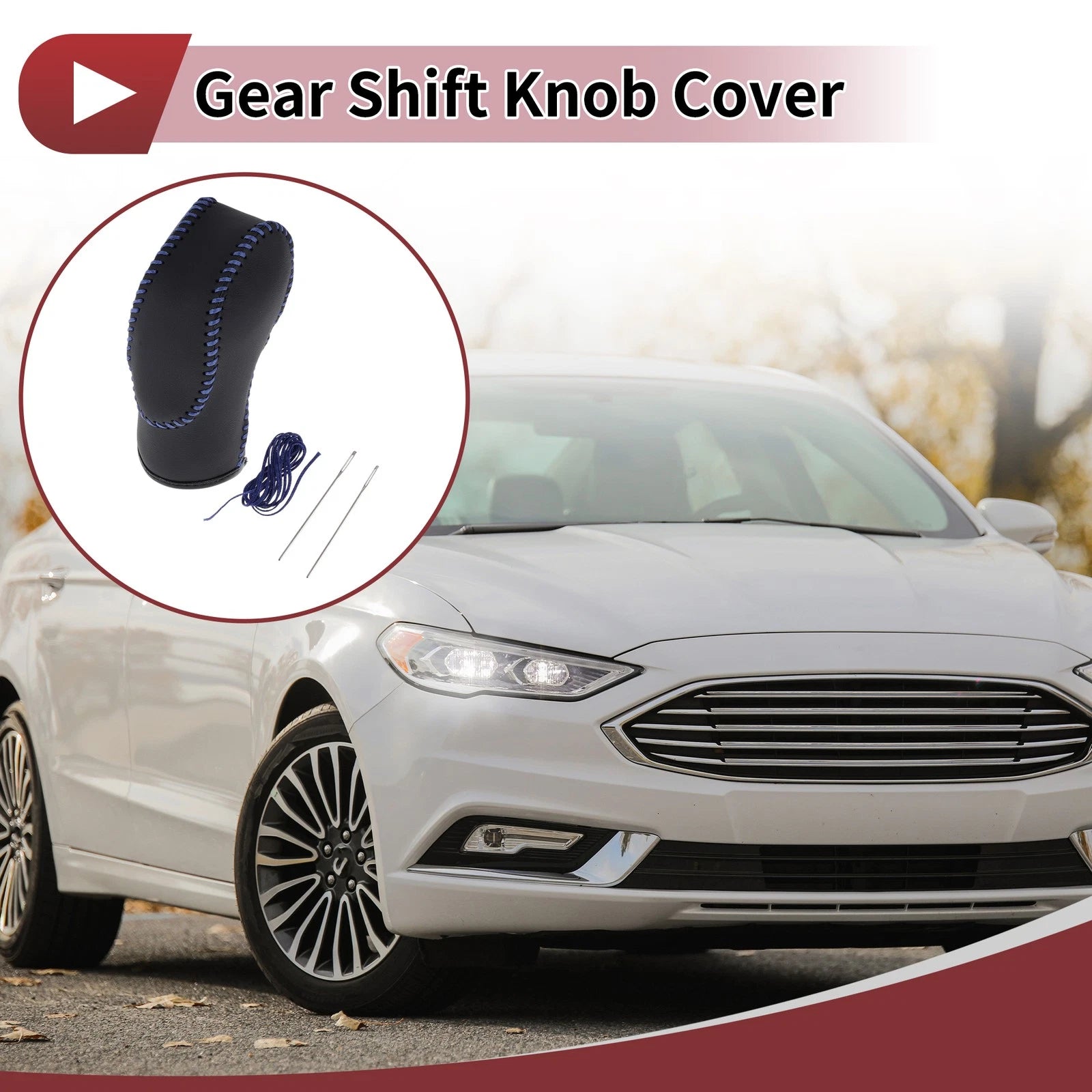 Gear Shift Knob Cover Replacement for Ford Fusion (2013–2016) Black Blue