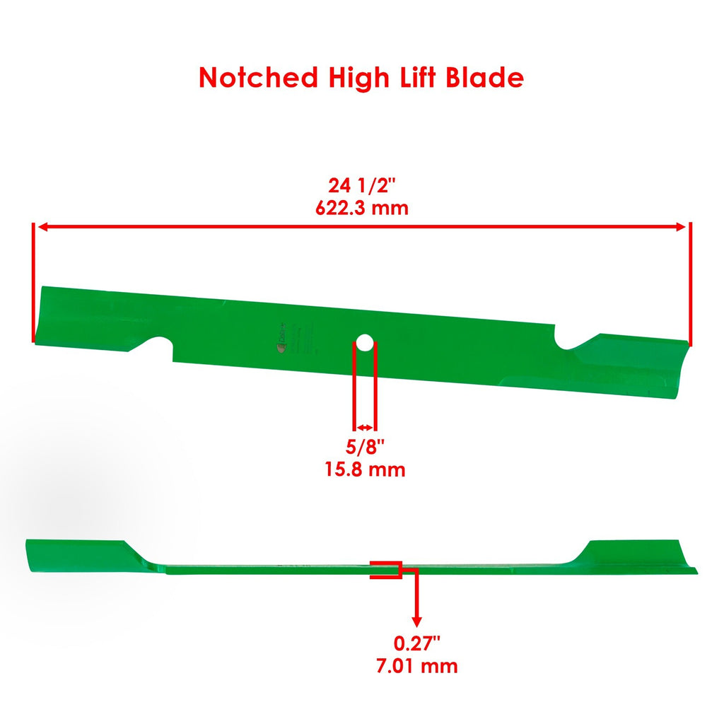 Deck Notched High Lift Blade for Bad Boy Toro 72 Inch (24.5–5/8 Hole)
