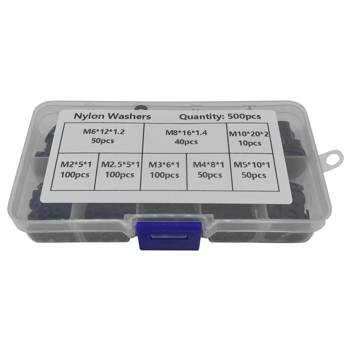500PCS Nylon Washer Flat Assortment Set for Various Applications (8 Sizes)