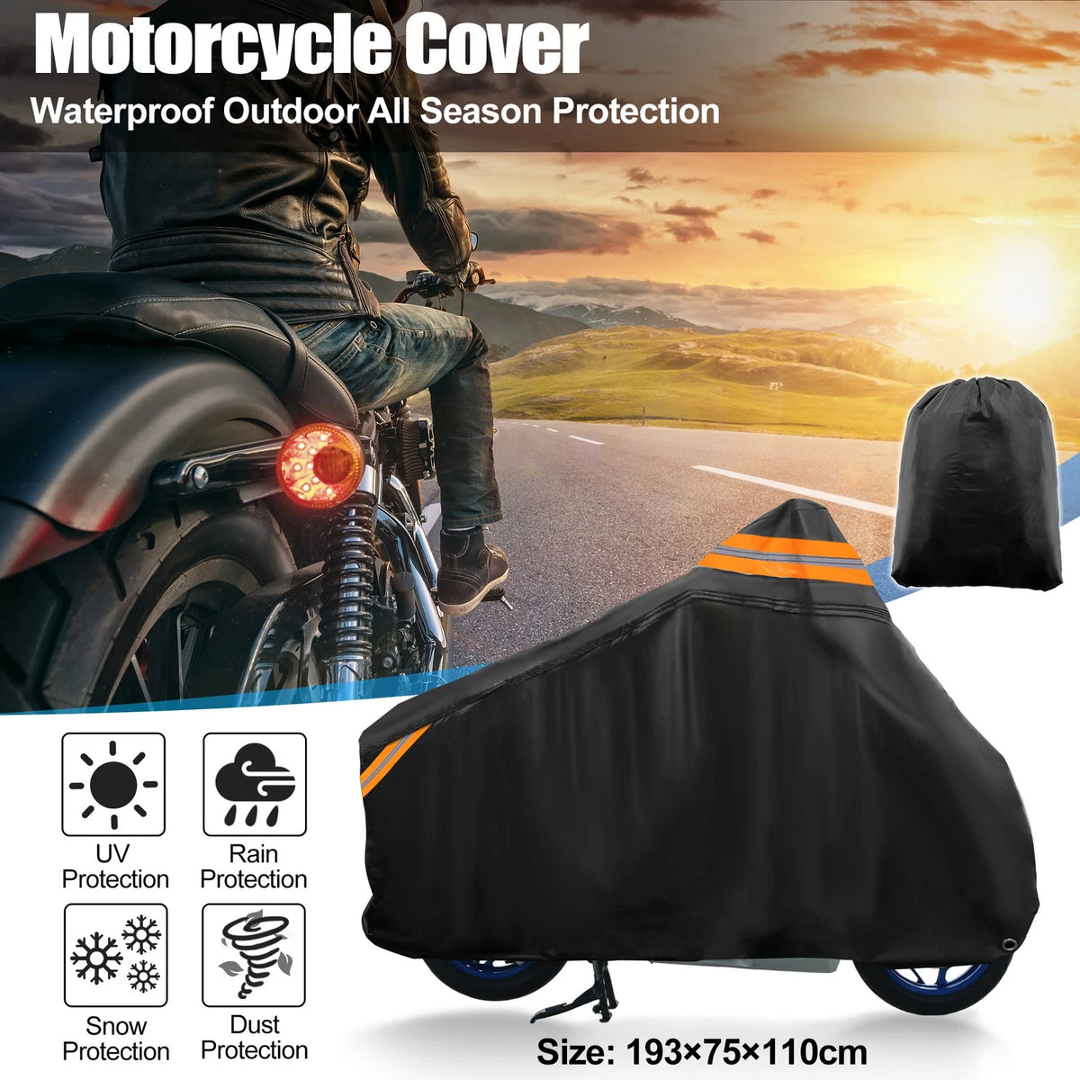 Waterproof Motorcycle Cover for Honda PCX 125 150 Scooter 76 Inch Black (Fits)