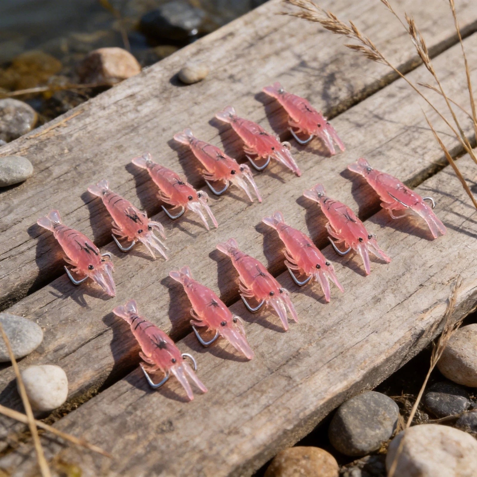 10 Pieces Soft Shrimp Fish Bait with Hook for Casting and Trolling