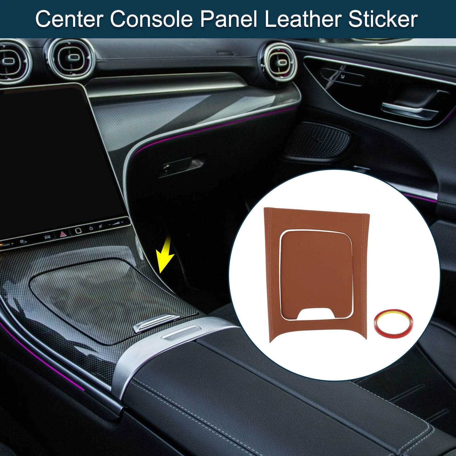 Center Console Panel Sticker for Mercedes-Benz C-Class (2022–2024) Brown Set