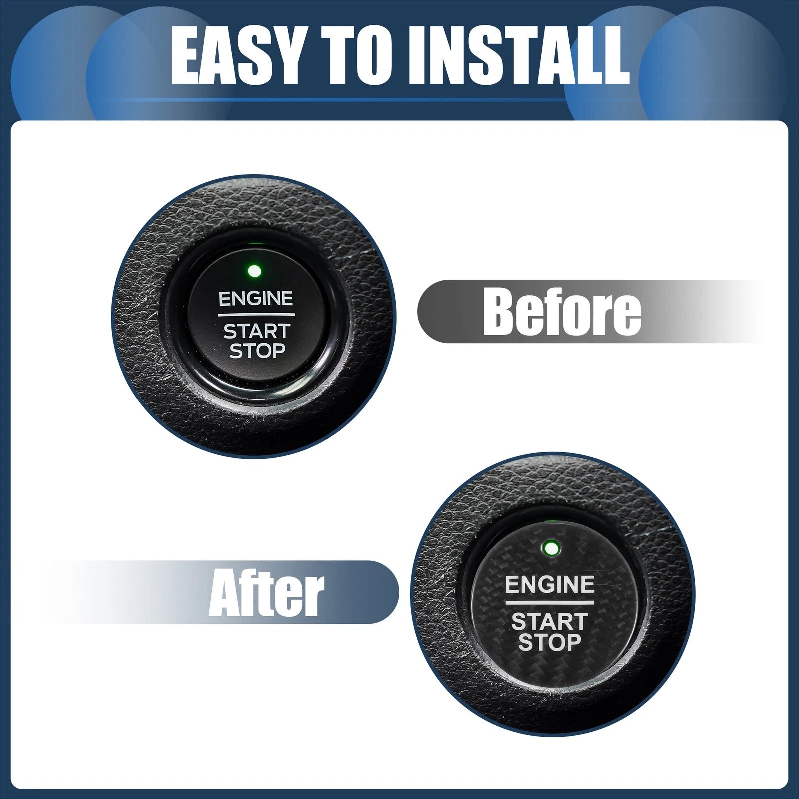 Engine Start Stop Button Cover for Ford (Black)