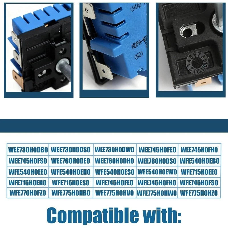 Gas Range Burner Control Switch for (W10857622, W10437092)